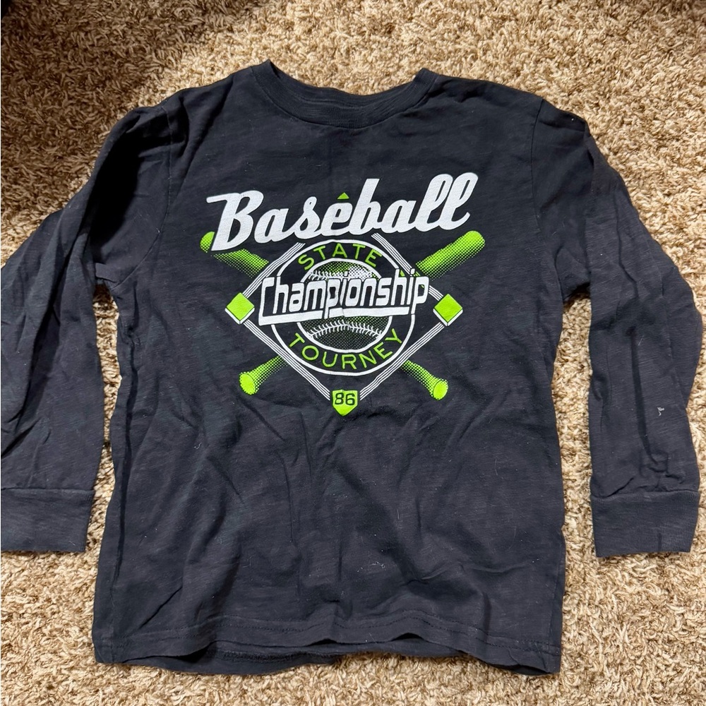 Kids Black Baseball Championship Long Sleeve Shirt